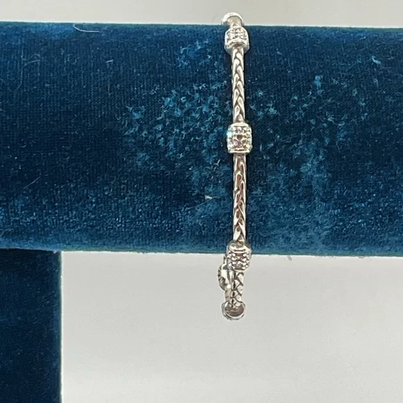 Brighton Twisted Silver Bracelet with Crystal Details - Picture 2 of 5